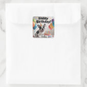 Sticker Carré French Bulldog Joyeux anniversaire (Sac)
