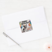 Sticker Carré French Bulldog Joyeux anniversaire (Enveloppe)