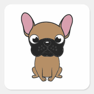 Sticker Carré french bulldog nouveau dessin animé kawaii fawn