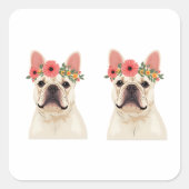 Sticker Carré French Bulldog Portrait with Flower Crown (Devant)