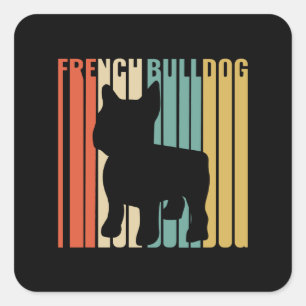Sticker Carré French Bulldog Retro 1970 Dog Silhouette Frenchie