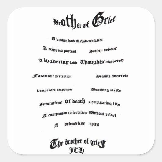 Sticker Carré Frère du deuil (Devant)