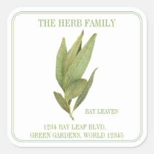 Sticker Carré FRESH BAY FEUILLE Large Carré Adresse Seals