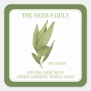 Sticker Carré FRESH BAY FEUILLES Petite adresse Carré Seals Gree