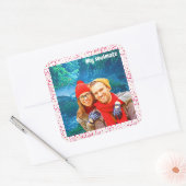 Sticker Carré fresh modern personalized design red hearts (Enveloppe)