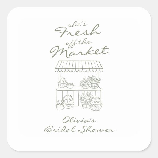 Sticker Carré Fresh off the Market Bridal Shower (Devant)