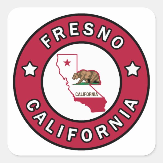 Sticker Carré Fresno Californie (Devant)