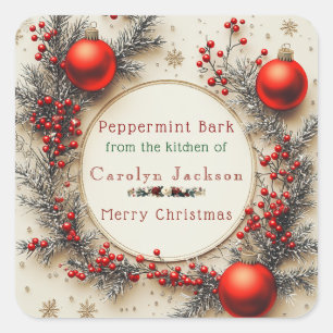 Sticker Carré Friandises de Noël Cookies Bonbons