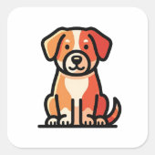 Sticker Carré Friendly Modern Dog Illustration (Devant)