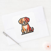Sticker Carré Friendly Modern Dog Illustration (Enveloppe)