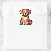 Sticker Carré Friendly Modern Dog Illustration (Sac)