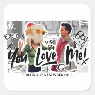 Sticker Carré FRIENDS™ Dinde de Thanksgiving sur la tête de Mo