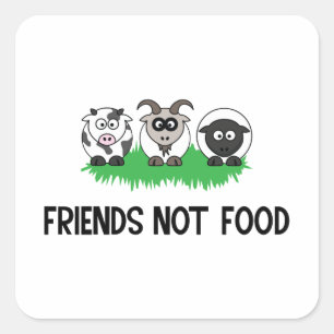 Sticker Carré Friends Not Food, Venin for Vegan Vegetarian