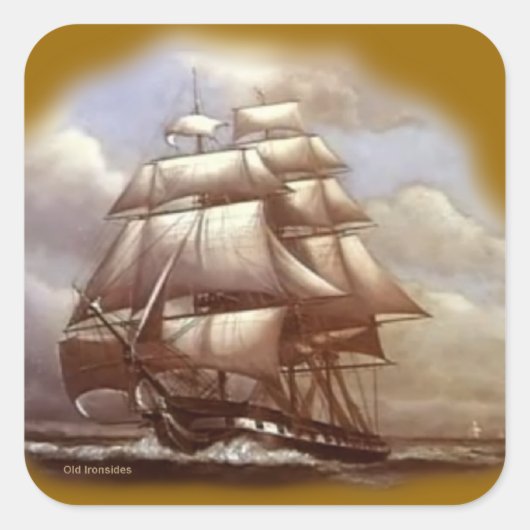 Sticker Carré Frigate "Old Ironsides" Constitution américaine (Devant)