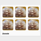 Sticker Carré Frigate "Old Ironsides" Constitution américaine (Feuille)