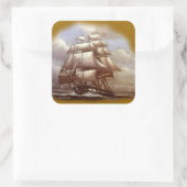 Sticker Carré Frigate "Old Ironsides" Constitution américaine (Sac)
