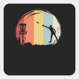 Sticker Carré Frisbee Golf Retro