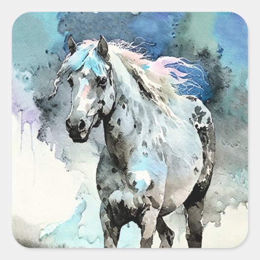 Sticker Carré Frisky Appaloosa Mare Watercolour (Devant)