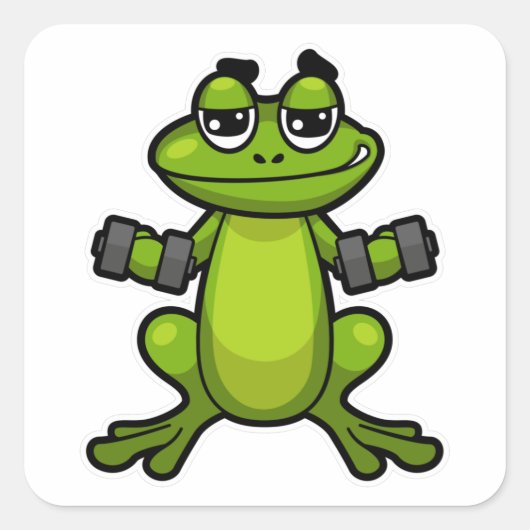 Sticker Carré Frog à Biceps entraînement avec Dumbbells (Devant)