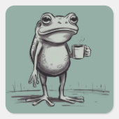Sticker Carré Frog Drinking Coffee Meme Mystical Toad Frog Lover (Devant)