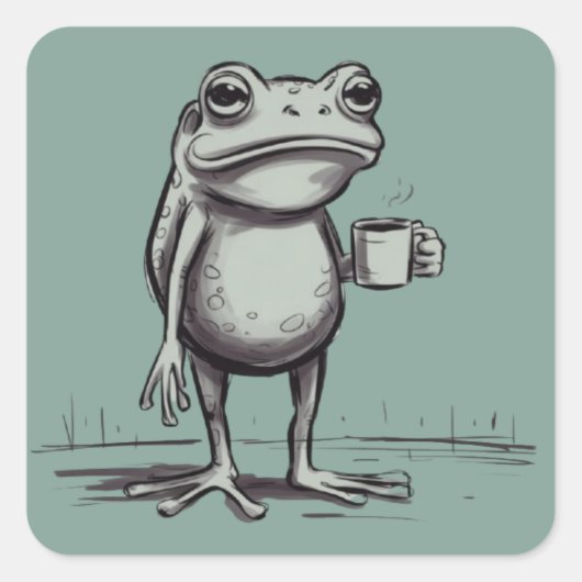 Sticker Carré Frog Drinking Coffee Meme Mystical Toad Frog Lover (Devant)