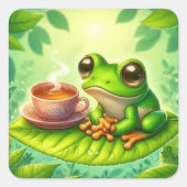 Sticker Carré Frog on Leaf with (Devant)