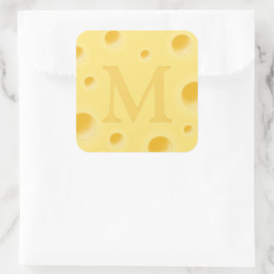 Sticker Carré Fromage adorable fantaisiste monogrammé scellé