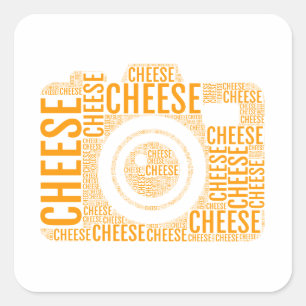 Sticker Carré Fromage d'appareil-photo, art de mot, conception
