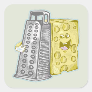 Sticker Carré Fromage et fromage amusant