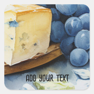 Sticker Carré Fromage Raisins Bleus 1