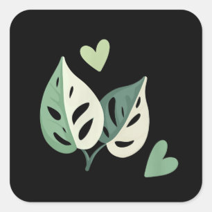 Sticker Carré Fromage suisse de Monstera Adansonii Varié Cute