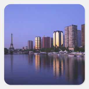 Sticker Carré Front de Seine et tour Eiffel, Paris, France