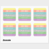 Sticker Carré Frontière Carré moderne Pastel Rainbow Stripes bou (Feuille)
