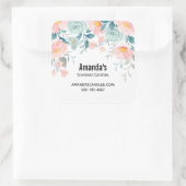 Sticker Carré Frontières florales rose et vert (Sac)