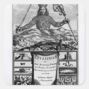 Sticker Carré Frontispice par Thomas Hobbes de Malmesbury