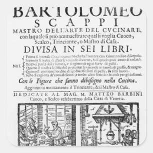 Sticker Carré Frontispiece à cuisiner livre de Bartolomeo Scappi