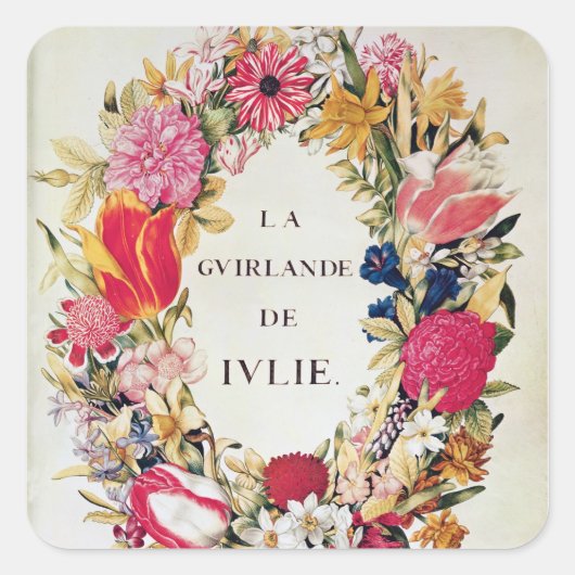 Sticker Carré Frontispiece de 'La Guirlande de Julie', c.1642 (Devant)