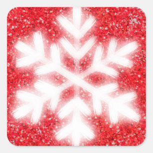 Sticker Carré Frosty red North Pole snowflakes sparklinw