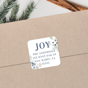 Sticker Carré Frosty Winter Foliing Christmas Return Adresse