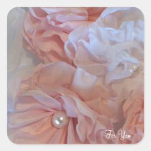 Sticker Carré Froufrous Floraux Roses