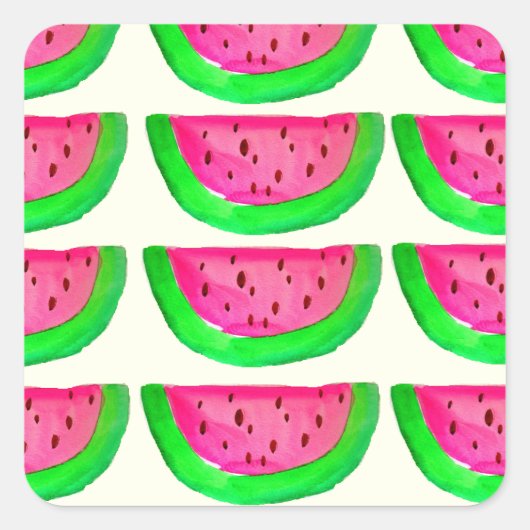 Sticker Carré Fruit de pastèque rose juteux motif au citron (Devant)
