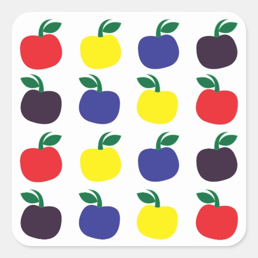 Sticker Carré Fruits de pommes colorés (Devant)