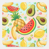 Sticker Carré Fruits d'été frais Motif (Devant)