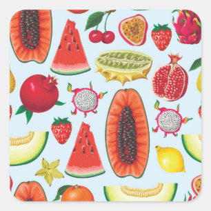 Sticker Carré Fruits Exotiques : Imprimé tendance sans couture.