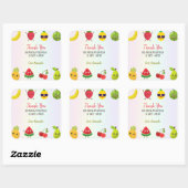 Sticker Carré Fruits mignons Merci fête d'anniversaire premier (Feuille)