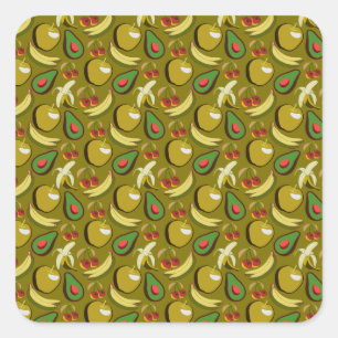 Sticker Carré Fruits tropicaux sans soudure motif jaune