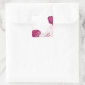Sticker Carré fuchsia & blanc mariage floral (Sac)