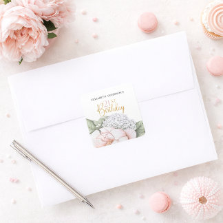 Sticker Carré Fuchsia Pivoine Florale 21e Anniversaire 