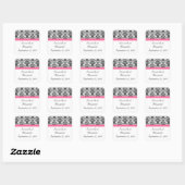 Sticker Carré Fuchsia victorienne rose et blanc Damas (Feuille)