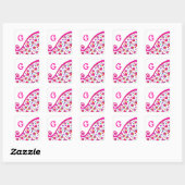 STICKER CARRÉ FUCHSIE ROSE MONOGRAMME DÉCO ABSTRAIT BLANC (Feuille)